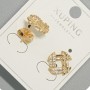Xuping Ohrstecker mit weißen Strasssteinen, Durchmesser ca. 12 mm, 18 kt Vergoldung