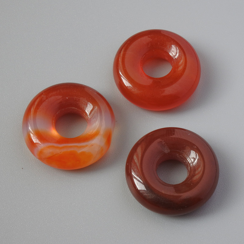 Pandora-Perle aus Karneol, Naturstein, Durchmesser 15 x 5 mm, Lochdurchmesser 5 mm+