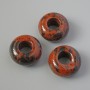 Pandora-Perle aus Obsidian, natürlicher Stein, Durchmesser 14 x 7 mm, Lochdurchmesser 5,7 mm+