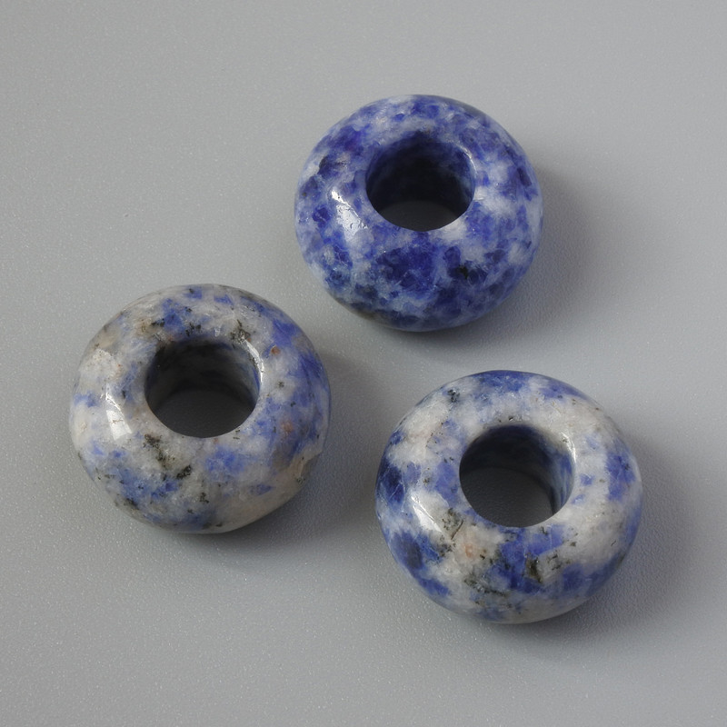 Pandora-Perle aus Sodalit-Naturstein, Durchmesser 14x7 mm, Lochdurchmesser 5,8 mm+