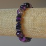 Armband aus violettem Achat, natürlicher Stein, Blockform, Durchmesser 9×12 mm ±, Länge ca. 18 cm ± (Stretch)