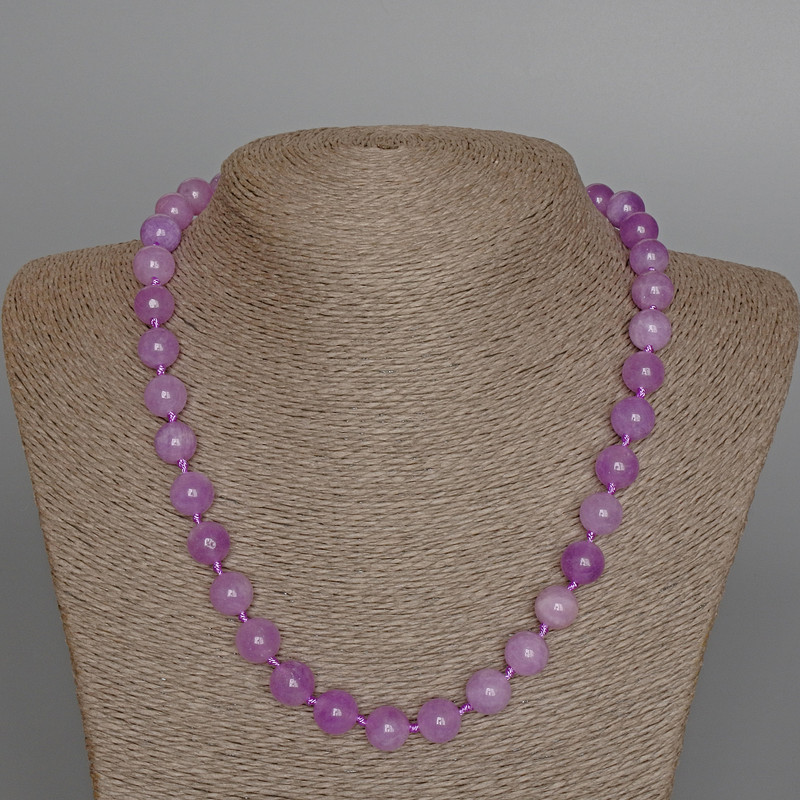 Lavendel-Amethyst-Naturstein-Kette, glatte Kugeln, Durchmesser 10,5 mm, Länge 50 cm
