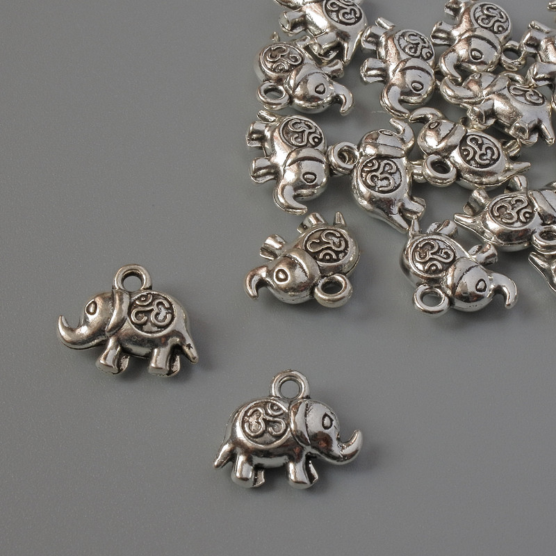 Elefantenanhänger, Maße ca. 12 × 10 mm, Dicke ca. 5 mm, Verpackung 17 Stück, ca. 20 g