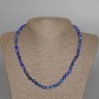 Halskette aus Lapislazuli, natürlicher Stein, glatte Kugel, Durchmesser ca. 6,5 mm, Länge 47 cm