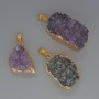 Anhänger aus Amethystdruse in Goldfassung, Durchmesser ca. 19 × 27 mm, Länge ca. 35 mm+