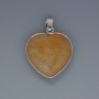 Herz-Anhänger aus gelbem Achat, Durchmesser 26 x 26 mm ±, Länge ca. 36 mm ±, in silberner Fassung