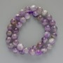 Amethyst-Perlen aus Naturstein, glatte Kugeln, Durchmesser 10,5 mm, Länge ca. 38 cm, auf Schnur