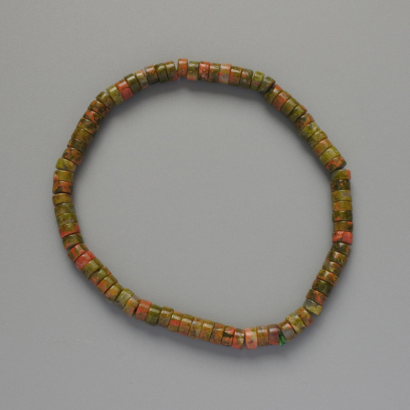 Armband aus Heliotrop-Jaspis, natürlicher Stein, Scheibenform, Durchmesser ca. 4,5×2,5 mm, Länge ca. 18 cm (Elastikband)