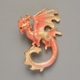 Brosche-Anhänger Drache rosa-beige Emaille, goldfarbenes Metall, 42 × 58 mm