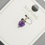 Anhänger „Herz“ Xuping mit violettem Kristall, Durchmesser 6 mm, Länge 14 mm, Rhodiumbeschichtung