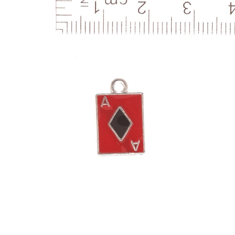 Schmuckzubehör Anhänger Karo-Ass 11 × 17 mm, Verpackung 5 Stück