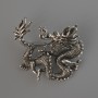 Brosche-Anhänger Drache, silberfarbenes Metall, 44×37 mm