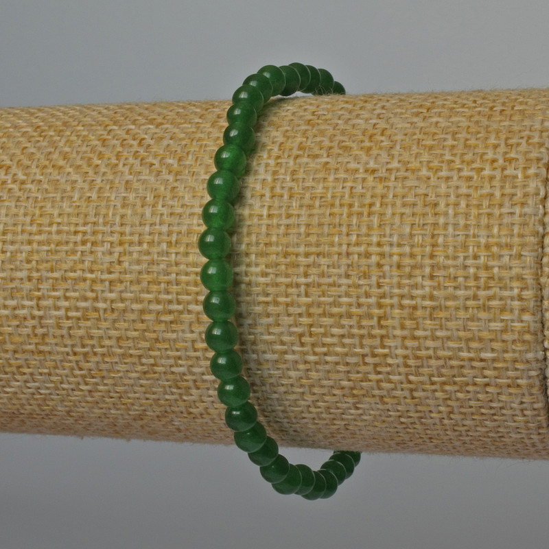 Armband aus Chrysopras, natürlicher Stein, glatte Kugeln, Durchmesser ca. 4 mm, Länge ca. 18 cm (Elastikarmband)