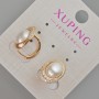 Ohrringe Xuping mit weißen Strasssteinen und Mallorca-Perle, Durchmesser 15 × 10 mm +/-, 18K-Vergoldung