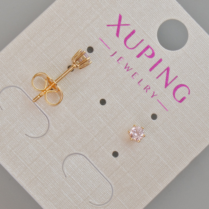 Ohrstecker Xuping mit rosa Kristall, Durchmesser ca. 4 mm, 18K Vergoldung