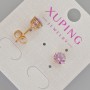 Ohrstecker Xuping mit violettem Kristall, Durchmesser ca. 7 mm, 18K-Vergoldung