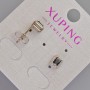 Xuping Ohrstecker mit schwarzem Kristall und weißen Strasssteinen, Durchmesser ca. 6,5 × 5,5 mm, rhodiumbeschichtet