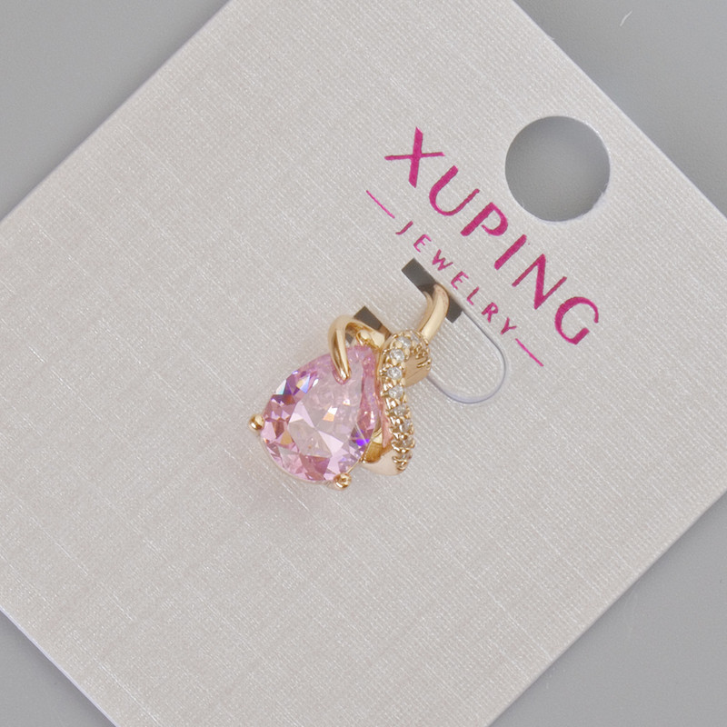 Anhänger Xuping mit rosa Kristall und weißen Strasssteinen, Durchmesser 16×10 mm ± 18K Vergoldung