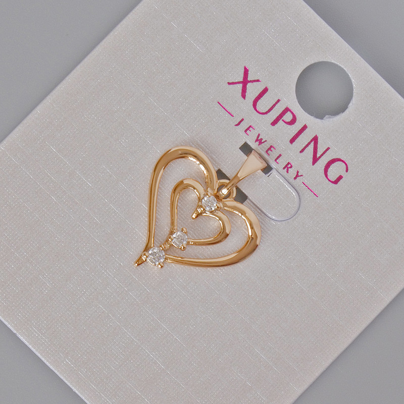 Anhänger Xuping "Herz" mit weißen Strasssteinen, Durchmesser 19×16 mm ± 18K Vergoldung