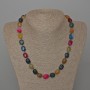 Kette aus buntem Achat, natürlicher Stein, Würfelperlen, Maße 9×12 mm ±, Länge 49 cm+