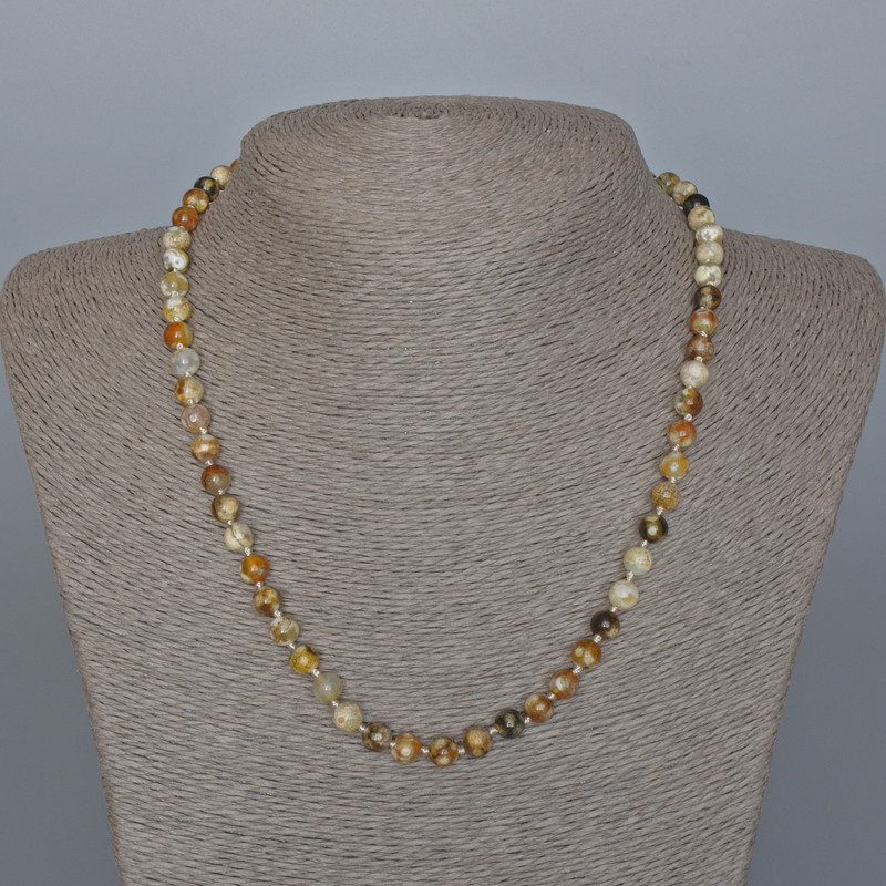 Kette aus gelbem Achat, glatte Kugeln, Durchmesser ca. 6 mm, Länge ca. 48 cm