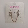 Ohrstecker Kugeln Xuping 18K-Vergoldung mit weißen Strasssteinen und Perle, Durchmesser ca. 8 mm, Länge ca. 6 cm