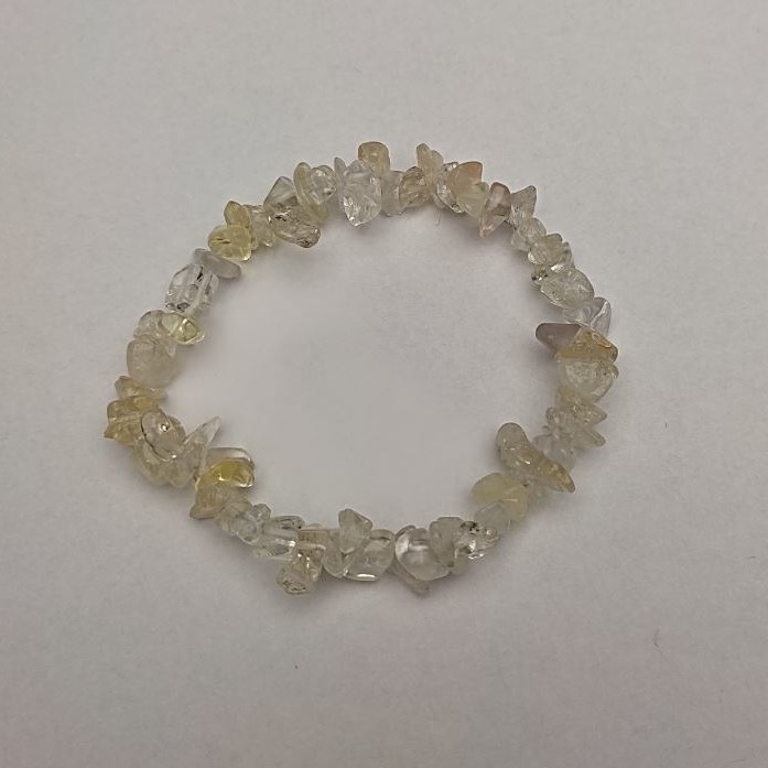 Armband mit Bergkristall und Citrin – Kieselstücke, Durchmesser ca. 8×3 mm, Länge ca. 18 cm, elastisches Stretcharmband