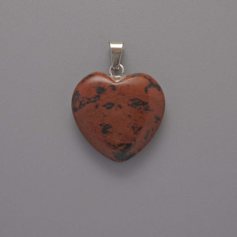 Herz-Anhänger aus Obsidian, Durchmesser 20 × 20 × 6 mm, Länge 28 mm ±
