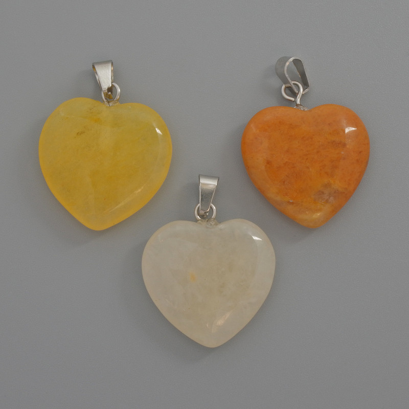 Anhänger Herz aus gelbem Achat, Durchmesser 20×20×6 mm ±, Länge 28 mm ±