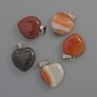 Herz-Anhänger aus braunem Achat, Durchmesser 15 × 15 × 6 mm ±, Länge 23 mm ±