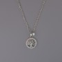 Anhänger «Baum» an Kette aus silberfarbenem Metall, Durchmesser 11 mm, Dicke ca. 1 mm + -, Länge 40–45 cm +