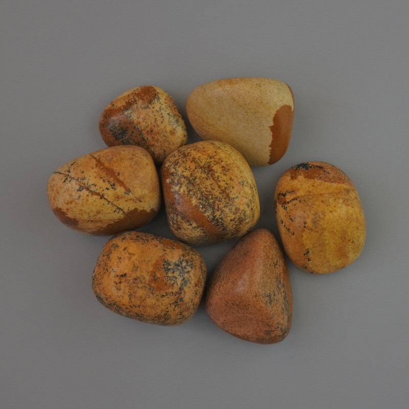 Souvenir-Naturstein: Landschaftsjaspis, polierte Kieselsteine, Durchmesser 20×18 mm (+-) Verpackung 100 g