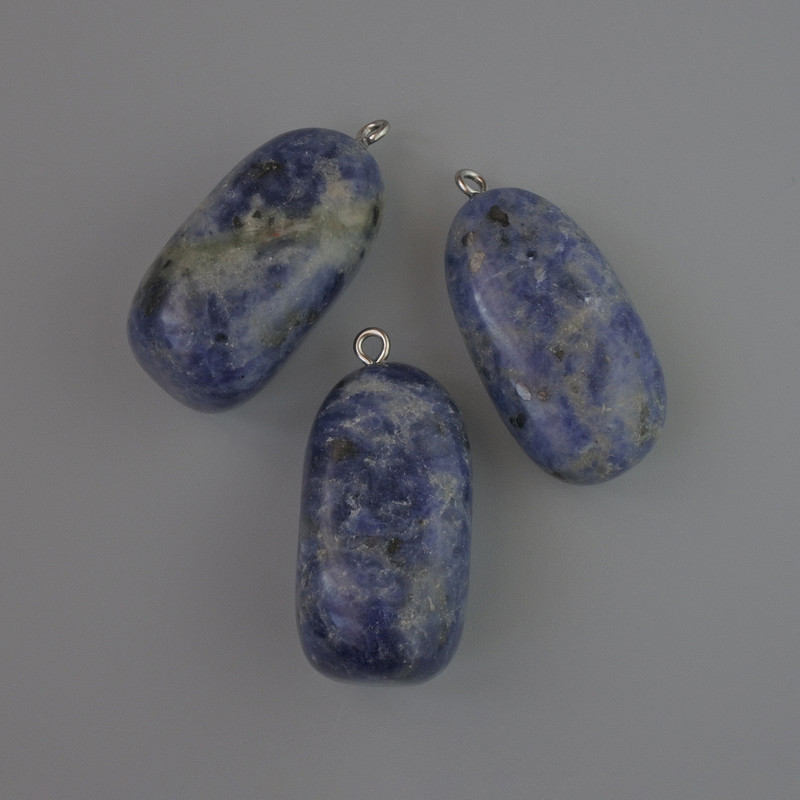 Kettenanhänger aus Sodalit, natürlicher Stein, Durchmesser ca. 35 × 17 mm+