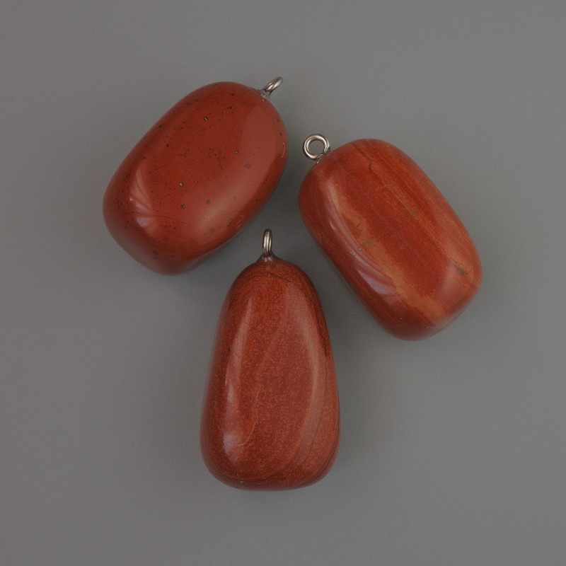 Anhänger aus rotem Jaspis, Naturstein, Durchmesser 35×17 mm+