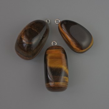 Anhänger aus Tigerauge, Naturstein, Durchmesser 35×17 mm+