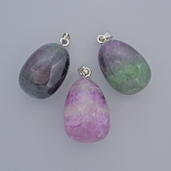 Anhänger Fluorit, natürlicher Stein, Durchmesser 27×18 mm+