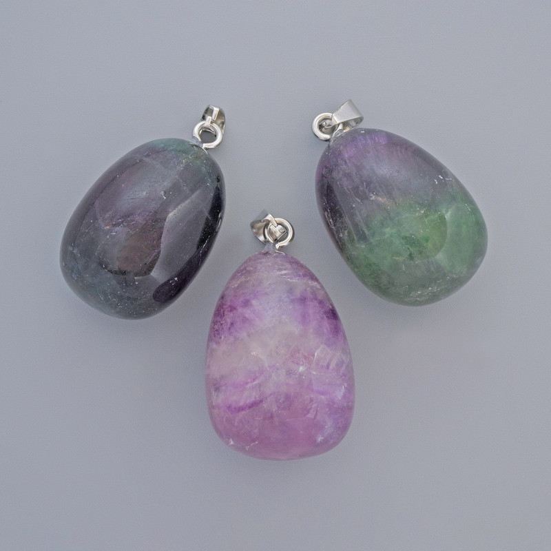 Anhänger Fluorit, natürlicher Stein, Durchmesser 27×18 mm+