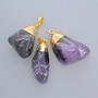Anhänger Amethyst Naturstein, Durchmesser ca. 30×18 mm, assortiert, goldfarbenes Metall