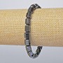 Armband aus facettiertem Hämatit – Zylinderperlen, Durchmesser ca. 6×8 mm, Länge ca. 18 cm, elastisch