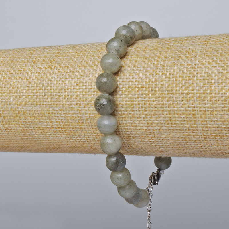 Armband Labradorit (glatte Kugel), Durchmesser ca. 8 mm +/-, Länge ca. 19 x 24 cm +/-, silberfarbener Verschluss