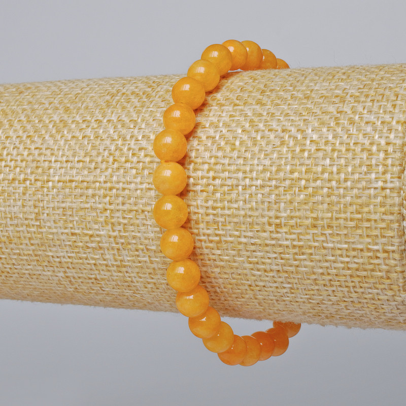 Armband Citrin, glatte Kugeln, Durchmesser ca. 6,5 mm, Länge ca. 18 cm, elastisch
