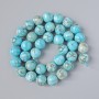 Perlen aus himmelblauer Jaspis (synthetisch) glatte Kugeln, Durchmesser 10,5 mm, Länge ca. 39 cm, auf der Schnur