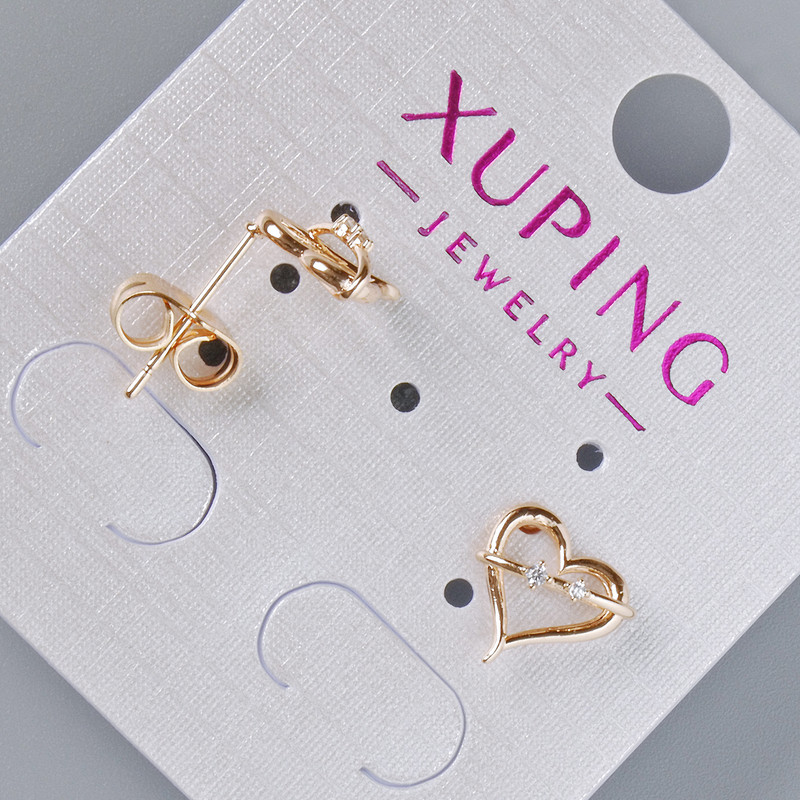 Ohrstecker «Herz» Xuping mit weißen Strasssteinen, Durchmesser 9,5×9,5 mm ± 18-Karat-Vergoldung