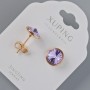 Xuping Ohrstecker mit Swarovski-Kristallen in Lilafarbe, Durchmesser 10 mm, 18K-Goldbeschichtung