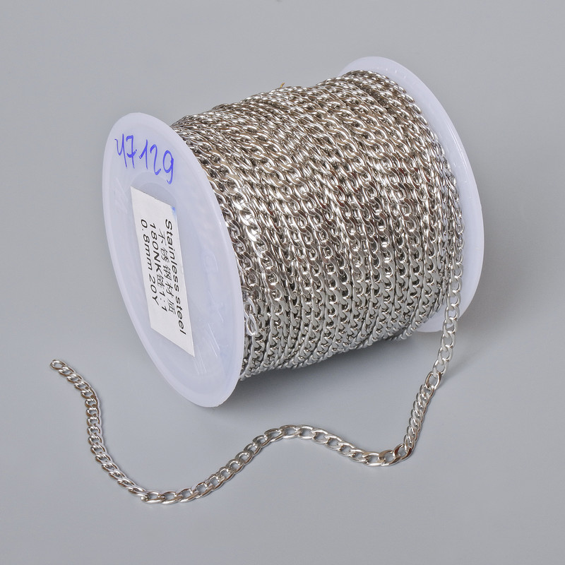 Schmuckzubehör: Edelstahlkette auf Spule, Drahtstärke 3 mm, Länge 18 m, +/-