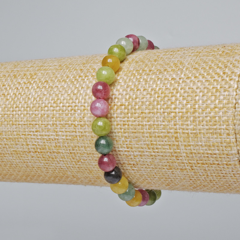Armband aus Turmalin, glatte Kugeln, Durchmesser 6,5 mm, Länge 18 cm, Stretch