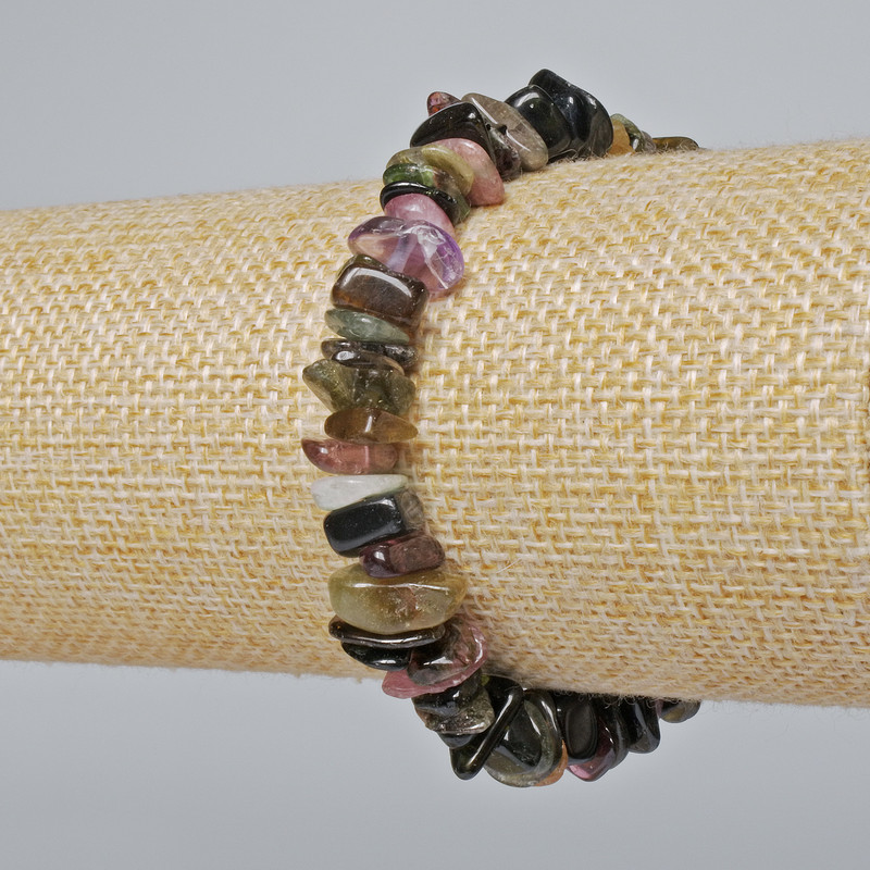 Armband Turmalin, Naturstein-Krümel, Durchmesser ca. 9×3 mm, Länge ca. 18 cm, elastisch