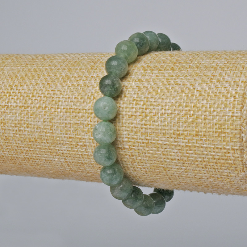 Armband aus Jadeit – glatte Kugeln, Durchmesser 8,5 mm, Länge ca. 18 cm (elastisch)