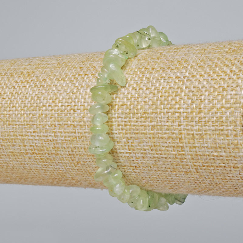 Armband aus Prehnit, natürlicher Stein, Körnchen 6×3 mm, Länge ca. 18 cm (Stretch)