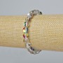 Opalglas-Armband – glatte Kugeln, Weiß durchsichtig, Chamäleon-Optik, Durchmesser ca. 8 mm, Länge ca. 18 cm (Stretcharmband)
